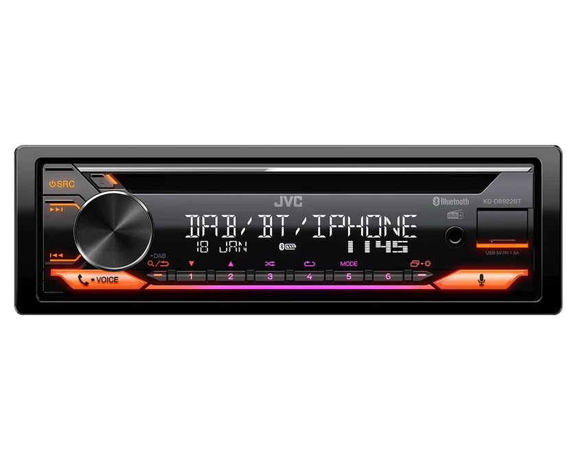 JVC KD-DB922BT 1-DIN Car Stereo, DAB+, Bluetooth, Amazon Alexa Ready, CD,USB/AUX - Image 3 of 4