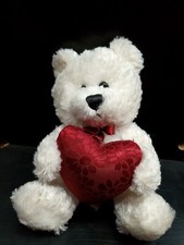 Aurora World Plush - Heart Love - White BEAR 5 inch - Stuffed Animal Toy Red