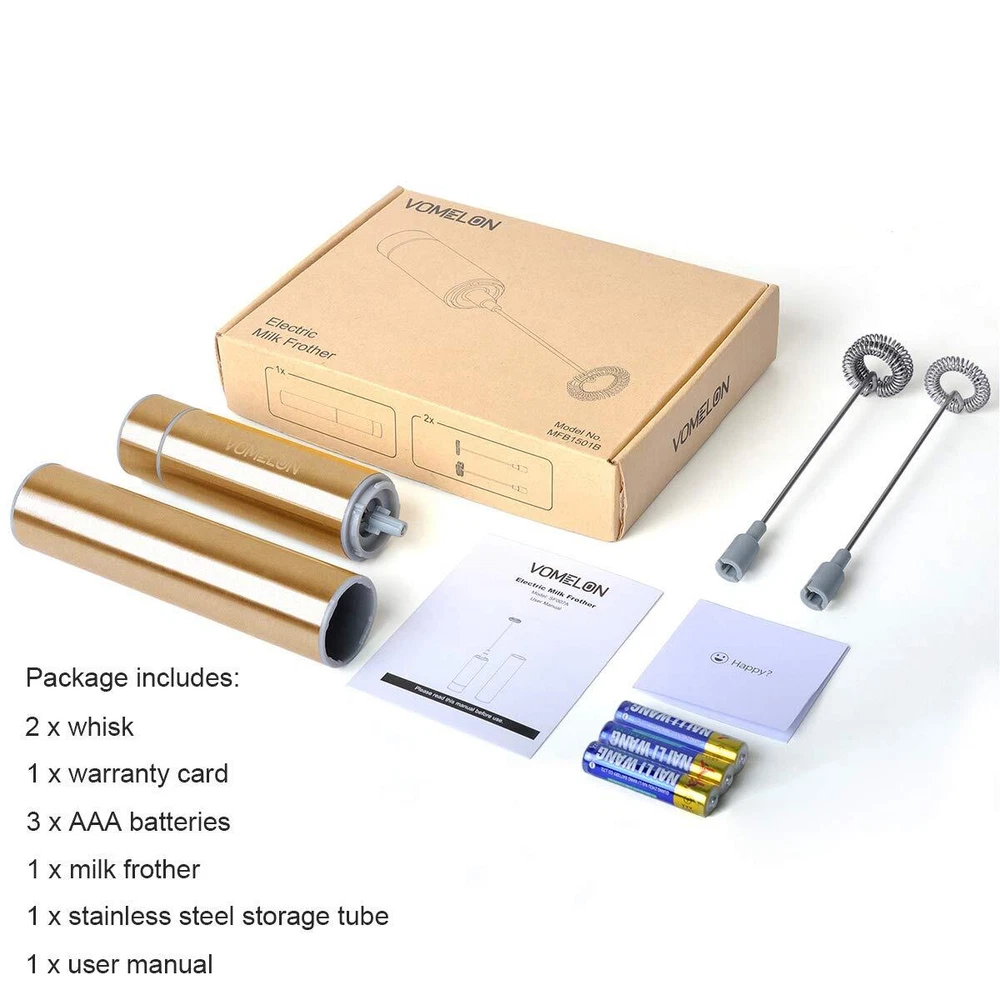 Milk Frother Handheld, Battery Operated Coffee Foamer Drink Mixer with 2 Stai...