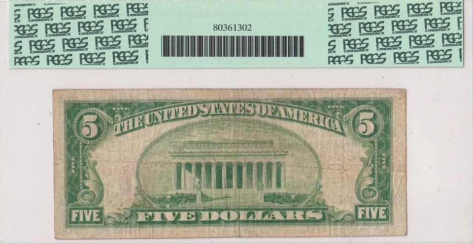 $5 1929 T2 First National MONTCLAIR New Jersey NJ Slabbed PCGS Graded Fine 15 - Image 2 of 2