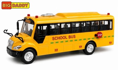 Big Daddy 11.5'' Singing Yellow School Bus Toy Lights Sounds Open Doors Pull Back