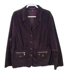 Vtg Gitano Brown Jacket Womens Plus Corduroy Button Coat 24W Y2K 80s 90s Stretch