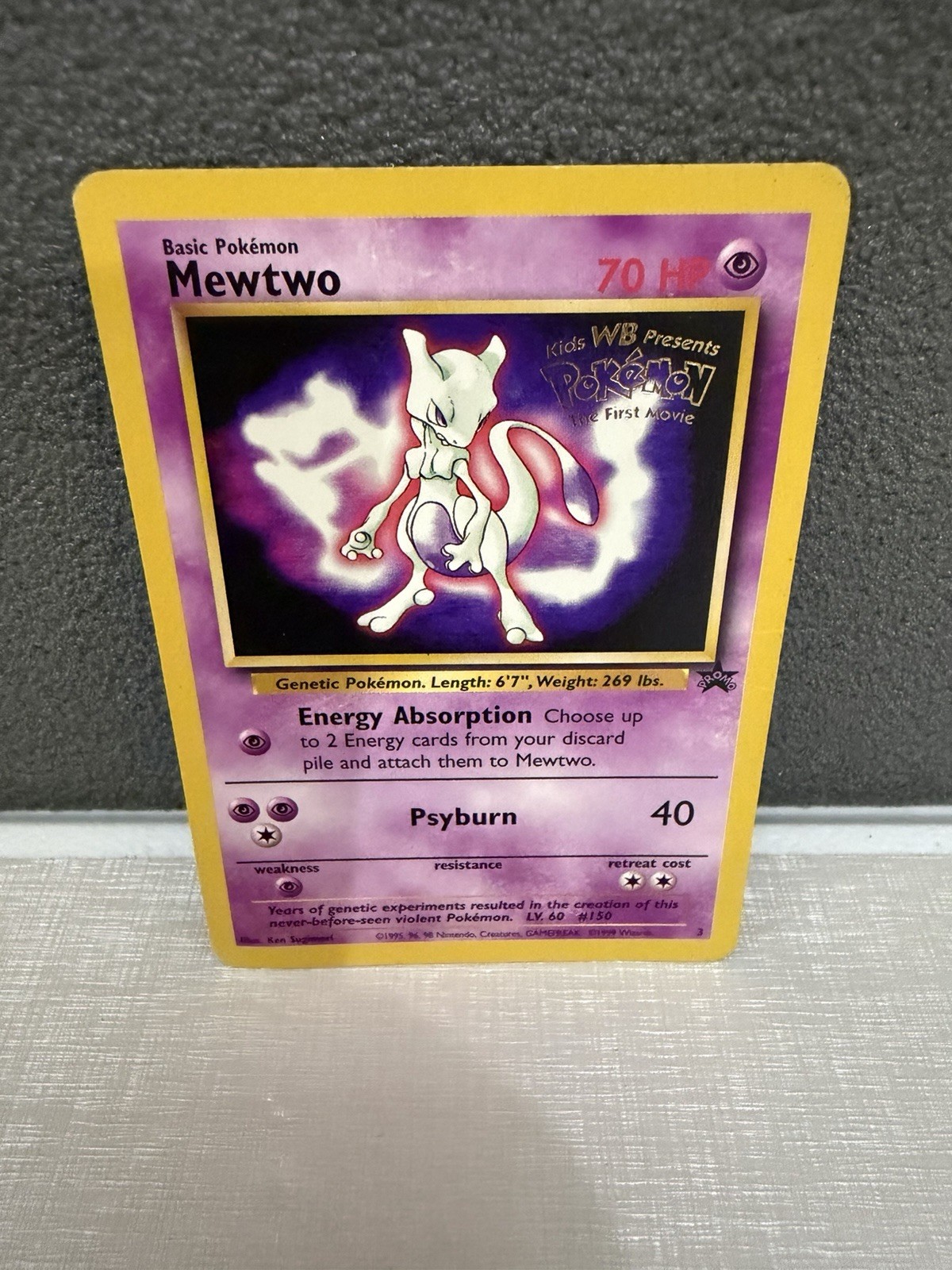 Mewtwo #3 1999 Kids WB First Movie Black Star Promo Pokemon Card Vintage - MP