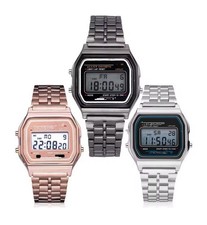 Luxury LED Digital Watch for Men Stainless Steel Men'S Electronic Wristwatch Sim