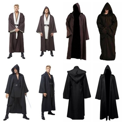 Star Wars Kenobi Robe Jedi Hooded Cloak Cosplay Halloween Anakin Skywalker Cape