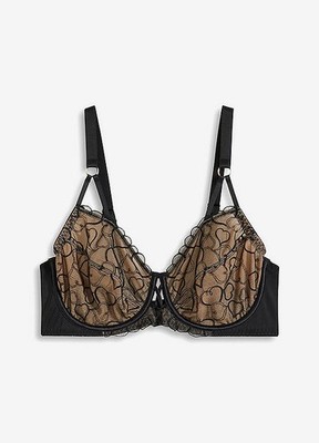 BH Gr. (80) F Schwarz Beige Damen-Bra Oberteil Neu*