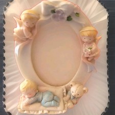 Baby Photo Frame W/Teddy Bear & Angel New Great Baby Shower Gift Idea New