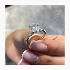 IGI Certified Oval Diamond Wedding Ring VS1 F 2.3 Ct Lab created 18K White Gold