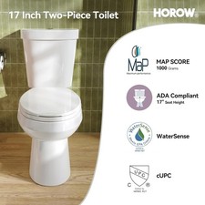 HOROW 17'' Two Piece Toilet, ADA Chair Height, 1.1/1.6 GPF Dual Flush, MAP 1000g