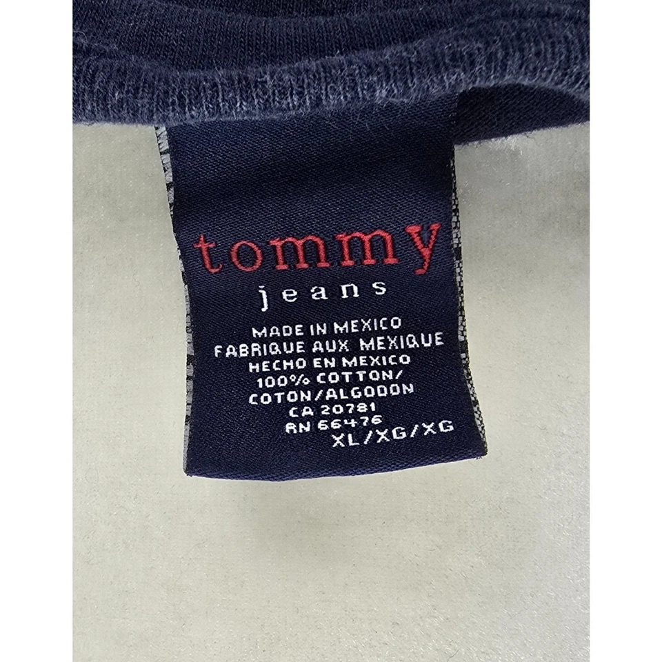 Camiseta De Colección Y2K Años 90 Tommy Niña Jeans Raglán Bebé Mujer XL Azul Marino Retro Foto 4 de 4