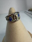 VINTAGE STERLING SILVER ENAMEL FLOWERS RING SIZE 5 - Estate Find