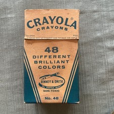 Vintage Crayola Crayons No 48 Binney  Smith Box 1950  s Box Thistle Flesh Maize