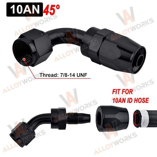 Alloyworks 2pcs 10AN 45 Degree Swivel Hose end Oil Line Fitting Hose
