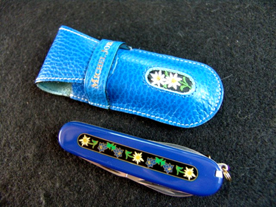 MICHEL JORDI-VICTORINOX-RARE LIMITED EDTN-CUSTOM LEATHER POUCH