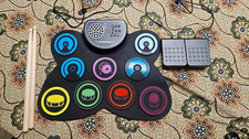 9-Pad Portable Roll-Up Electronic Drum Kit w/ Built-In Speaker  Pedals Open Box
