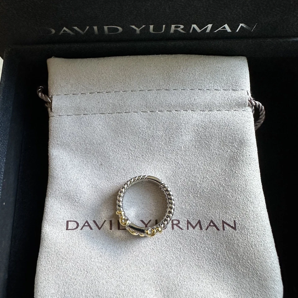 David Yurman Crossover Ring w Pavé Diamonds in 14K White Gold Sterling Size 8 - Image 3 of 4