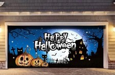 7 x 8 ft Halloween Garage Door Cover Decorations Pumpkin ghosts scary 106