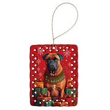Bullmastiff Holiday Christmas Porcelain Ornament DAC3061CO2