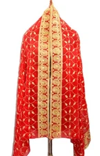 Vintage Wedding Scarf Dupatta Sequins Long Stole Beaded Hand Embroidered Hijab L