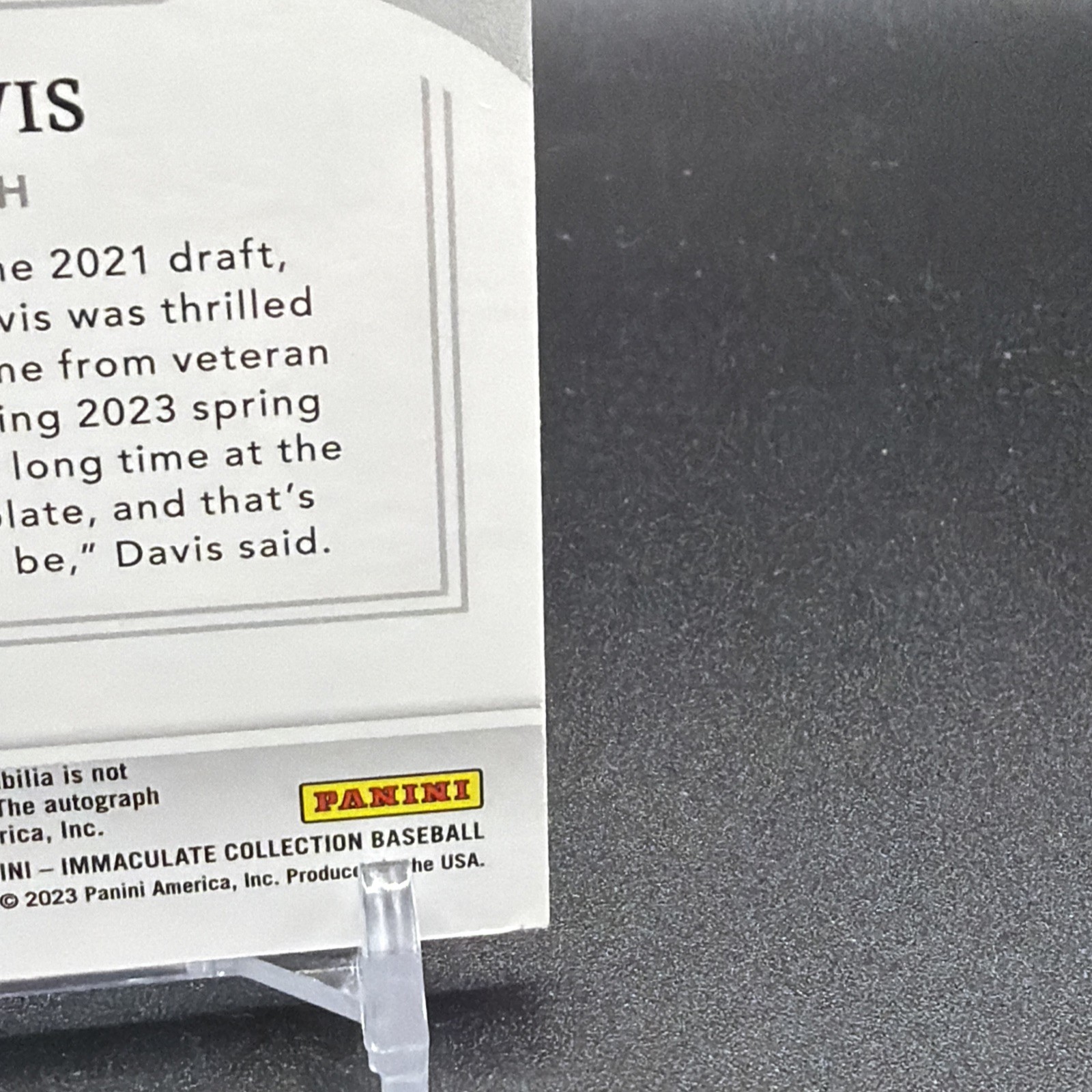Henry Davis 2023 Panini Immaculate Collection Clearly Patch Auto /15 CMS-HD view 3