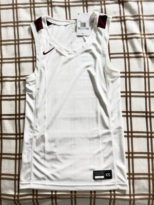 Nike Dri-FIT Men's Basketball Jersey Tank Top White/Burgundy XS V-Neck Mesh