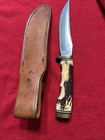 Vintage Us Schrade Uncle Henry golden Spicer 154uh Hunting Knife & Sheath Stone — photo 4
