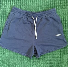 Gymshark Crest Shorts Mens XL Navy Blue Cotton Blend 4" Inseam Gym Training Logo