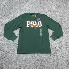 Polo Ralph Lauren Shirt Youth Medium 10-12 Green Long Sleeve Polo Graphic NWT
