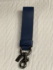 Coach Large Loop Key Fob in Colorblock Jewel Blue Leather Gunmetal Style C4229