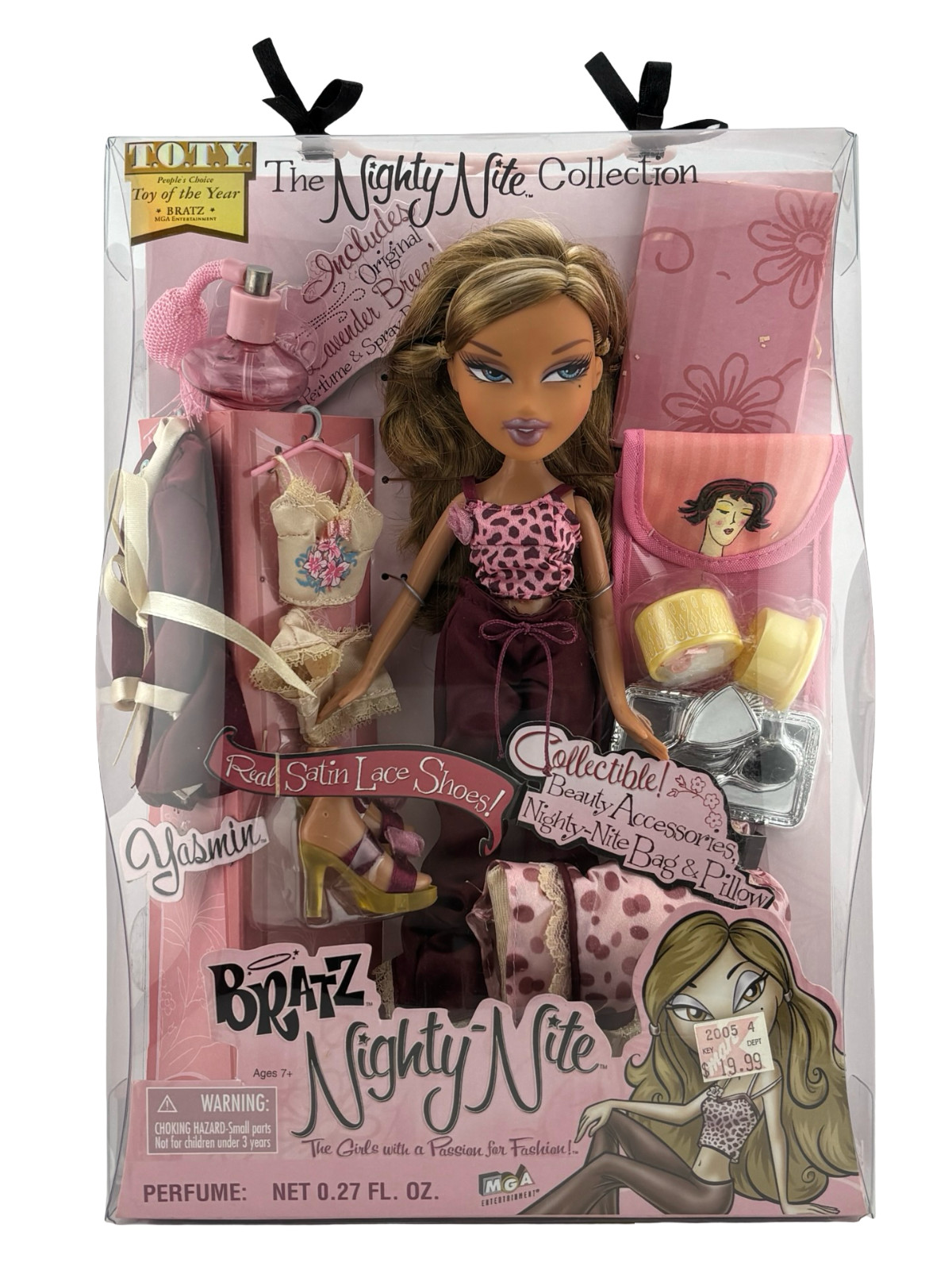 Vintage 2004 MGA Bratz Yasmin Nighty Nite Doll Powdering Gown Pajama Party NRFB