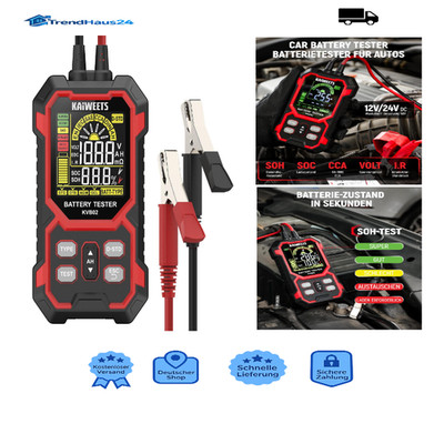 KAIWEETS 12V 24V Batterietester SOC SOH Analyse Cranking Digital LCD