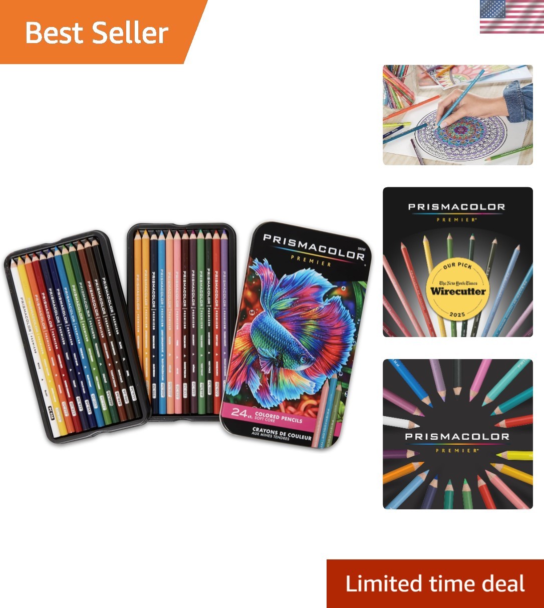 Artist-Quality Premier Colored Pencils, 24 Count - Ideal for Shading & Layering