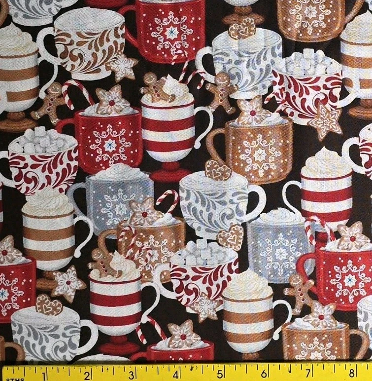 Wilmington - Christmas Packed Cups Chocolate Quilting And Crafting Fabric - Image 2 of 2
