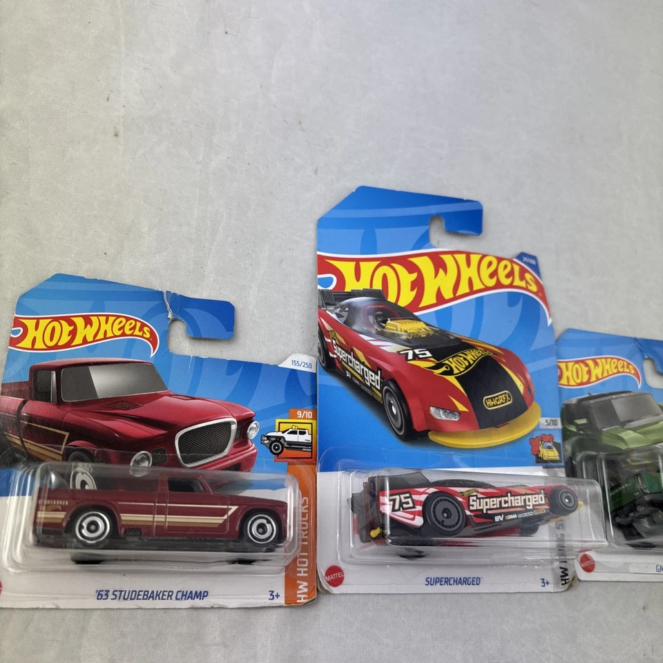 3X Hot Wheels Cars 63studebbaker, GMC, sobrealimentado en embalaje leer descripción Foto 3 de 4