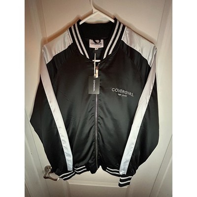 CoverGirl NYC Makeup Promo Embroidered  Full Zip Satin Bomber Jacket Brand New