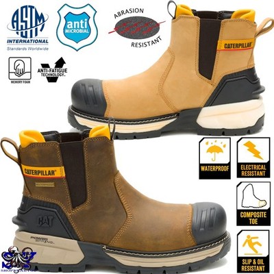 CAT Men's Excavator Power Spring Chelsea Waterproof Composite Toe SR Work Boots