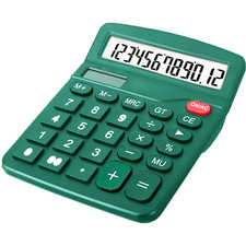 12 Digits Desktop Calculator with Large LCD Display, Basic DARK GREEN 
