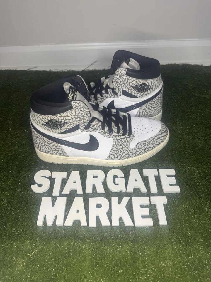 Size 10.5 - Air Jordan 1 Retro OG High White Cement - Image 2 of 4
