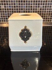 Vertex "Restretta" Embossed and Jewelled Tissue Cover, Ivory Gold Black Accents