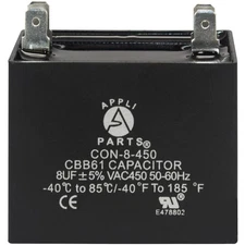 Appli Parts Fan Capacitor 8 mfd (microfarads) uf 450 VAC 4 Terminal Connections