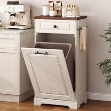 Trash Can Cabinet, 13 Gallon Tilt Out Trash Cabinet, Wooden Kitchen Garbage Can