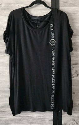 Philipp Plein Couture T-shirt featuring vertical rhinestone Logo Size 52 US XXL