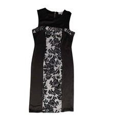 Almost Famous Black Lace Panel Bodycon Dress Gold Zipper Size L