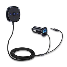 Bluetooth Car Audio Receiver Adapter - AUX Input, USB Charger, Hands-Free