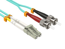 1m OM4 LC to ST UPC Duplex Corning Fiber Optic Cable Multimode 50/125 OFNR Ra...