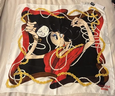 Boutique Moschino Olive Oyl Silk Scarf NWT Made in Italy Licensed Popeye