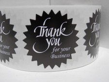 Thank You For Your Business Label 1.5" Starburst white chaulkboard style 250/rl