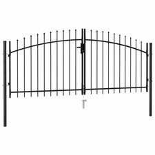 vidaXL Woerden Double Door Fence Gate Black Powder Coated Steel 117 9" W x 68