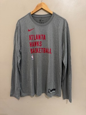 Nike NBA Atlanta Hawks Team Issued On-Court Shooting LS Shirt Grey Mens L NEW