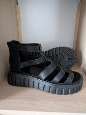 schwarze Plateau Sandalen Keilabsatz Gr. 39 / 40